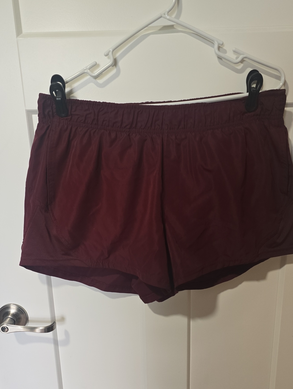 Athletic Works Women's Maroon Running Shorts with Elastic Waist